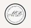 Logo avec écrit Moroccan Dress en avant plan en arrière plan écrit MD en noir le fond et en beige